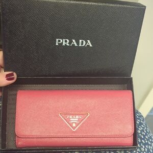 Prada Pink Saffiano Leather Wallet